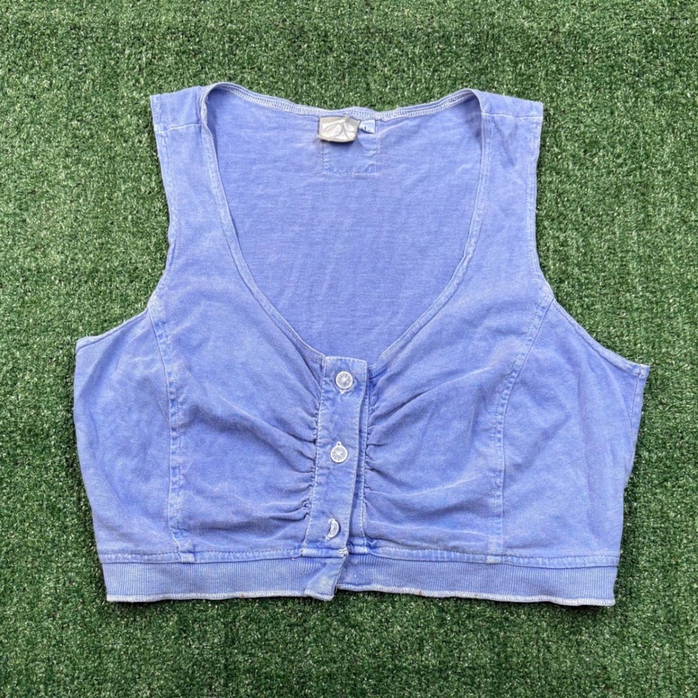 Vintage Ocean Pacific OP Button Front Cropped Tank Top Vest